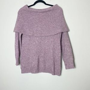 LOFT Mauve Off-the-Shoulder Sweater